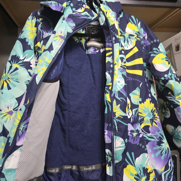 Kamik Kids Puffer Jacket - Navy and Floral - Picture 10 of 14
